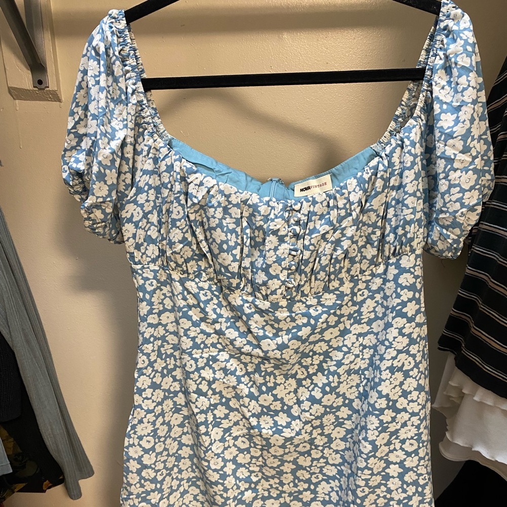 Fashion Nova Floral Mini Dress- Blue XL